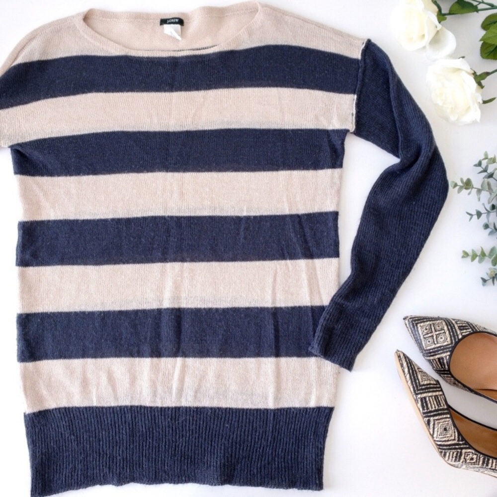 J Crew navy striped sweater